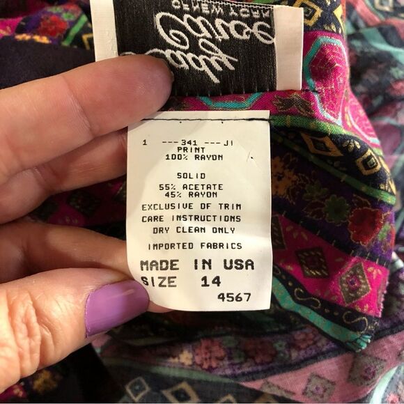 Vintage Lady Carol of NY Pink Floral & Striped Open Jacket Size 14 - Picture 12 of 13